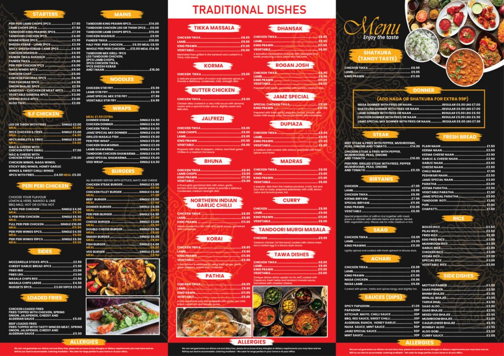 Jamz Kitchen Restaurant Menu
